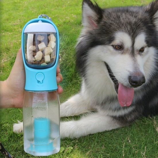 Portable Cat Dog Water Bottle, Food Feeder, Drinker and Poop Bag Dispenser